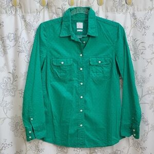 GAP Green Swiss Dot Button-down Shirt, XS